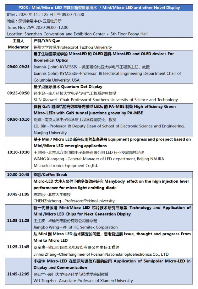 MiniMicroled技术分会日程