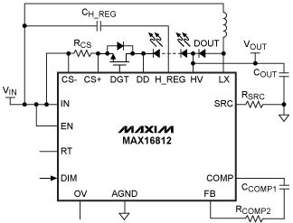 图3. 当输入电压可能高于或低于串联HB LED的总电压时，应该选择buck-boost驱动器拓扑  